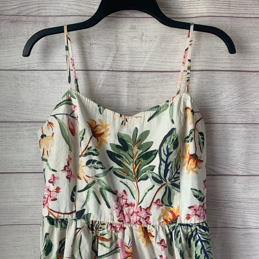 H&M White & Colorful Floral Fit & Flare Mini Dress Adjustable Straps Size Medium - Picture 2 of 11